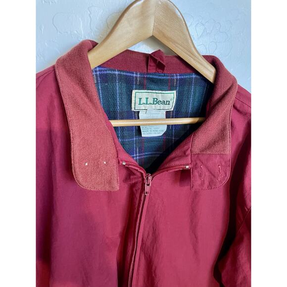 Vintage LL Bean Jacket Mens Tall Large Harrington Bomber Zip Plaid Lined USA 90s - Picture 3 of 5